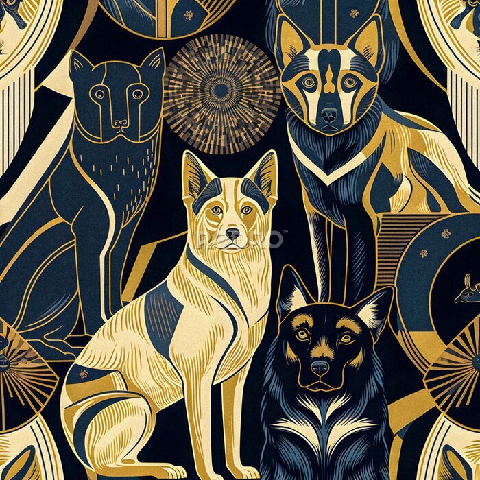 Poster  Illustration artistique avec des chiens