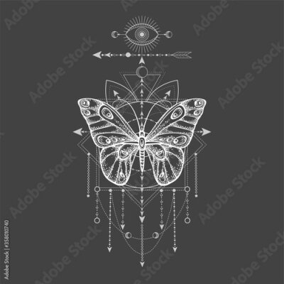 Poster  Illustration artistique avec un papillon
