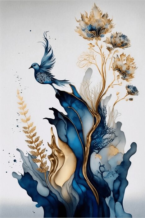 Poster  Illustration avec du bleu