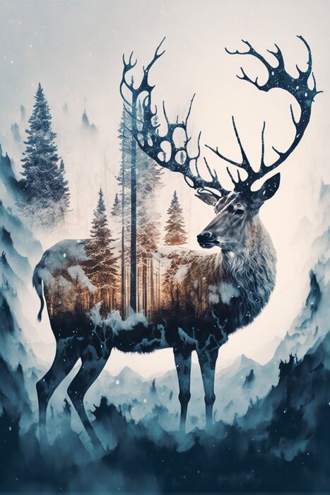 Poster  Illustration avec un cerf