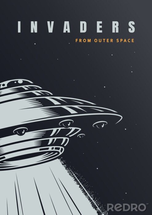 Poster  Illustration avec un vaisseau spatial
