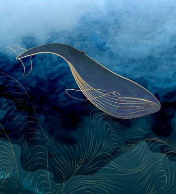 Poster  Illustration d'art sous-marin de baleine