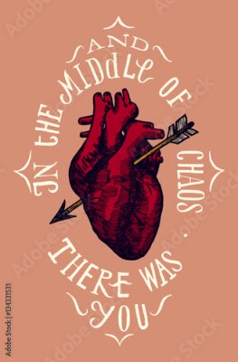 Poster  Illustration d'un cœur et de lettres blanches