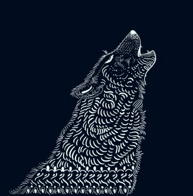 Poster  Illustration d'un loup hurlant