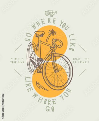 Poster  Illustration d'un vélo avec des détails jaunes