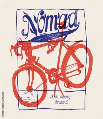 Poster  Illustration d'un vélo rouge