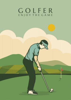 Poster  Illustration de golf rétro