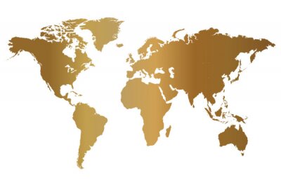 Poster  Illustration de la carte du monde de l'or