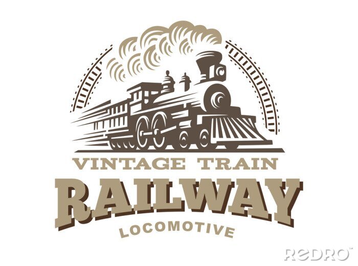 Poster  Illustration de logo de locomotive, emblème de style vintage