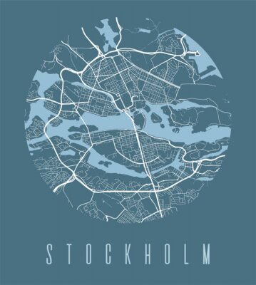 Poster  Illustration de Stockholm avec carte