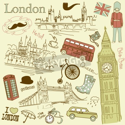 Poster  Illustration de symboles colorés de Londres