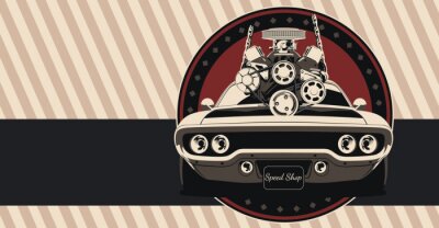 Poster  Illustration de voiture de style rétro