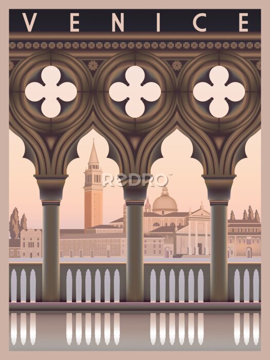 Poster  Illustration du lever du soleil de Venise