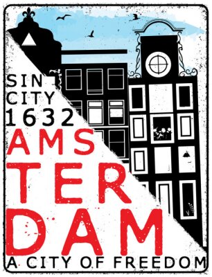 Poster  Illustration élégante d'Amsterdam