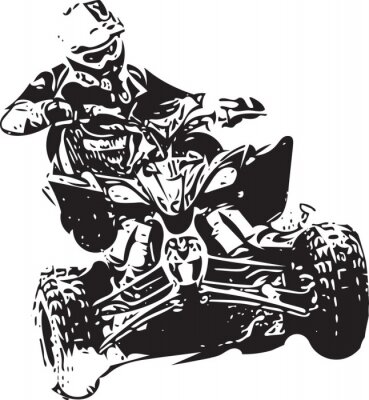 Poster  Illustration en noir et blanc d'un conducteur de véhicule