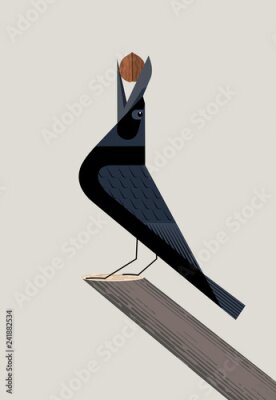 Poster  Illustration géométrique d'un corbeau