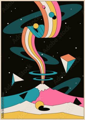 Poster  Illustration géométrique rétro colorée