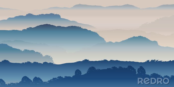 Poster  Illustration minimaliste avec des montagnes