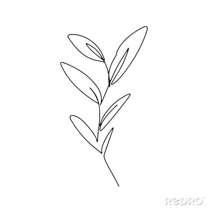 Poster  Illustration minimaliste d'une petite plante en noir et blanc