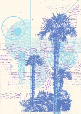 Poster  Illustration moderne avec des palmiers