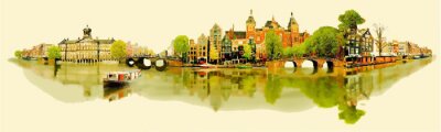 Illustration panoramique AMSTERDAM vue ..