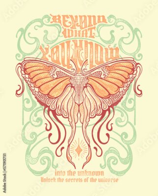 Poster  Illustration psychédélique avec un papillon