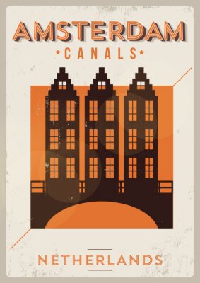 Poster  Illustration rétro d'Amsterdam