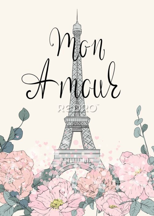 Poster  Illustration romantique de Paris