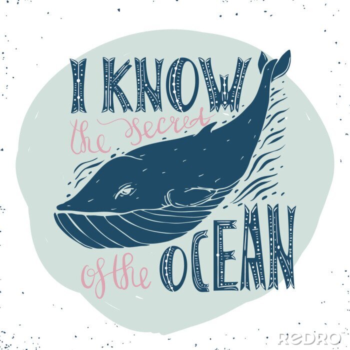 Poster  Illustration typographique avec une baleine