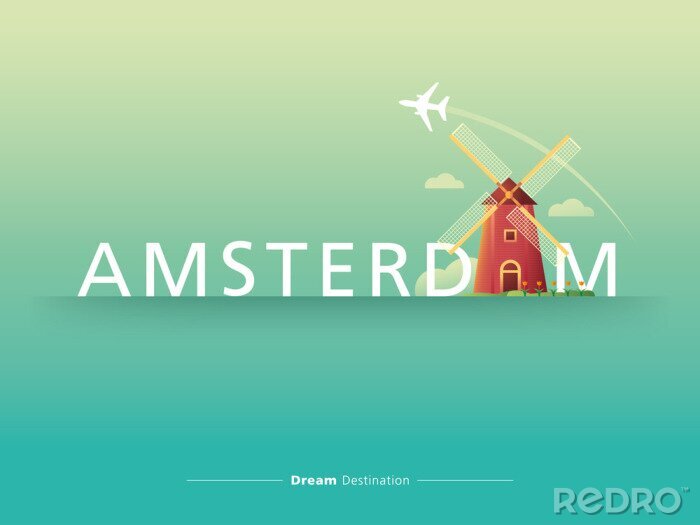 Poster  Illustration typographique d'Amsterdam
