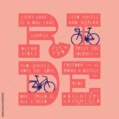 Poster  illustration typographique de vélo