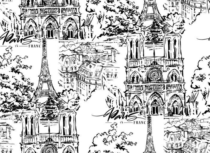 Poster  Illustration vectorielle de paris. Illustration vectorielle dessinés à la main.