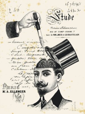 Poster  Illustration vintage avec un homme