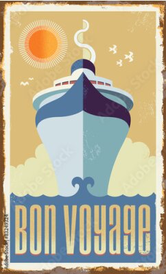 Poster  Illustration vintage d'un navire de croisière