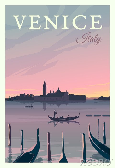 Poster  Illustration vintage de Venise