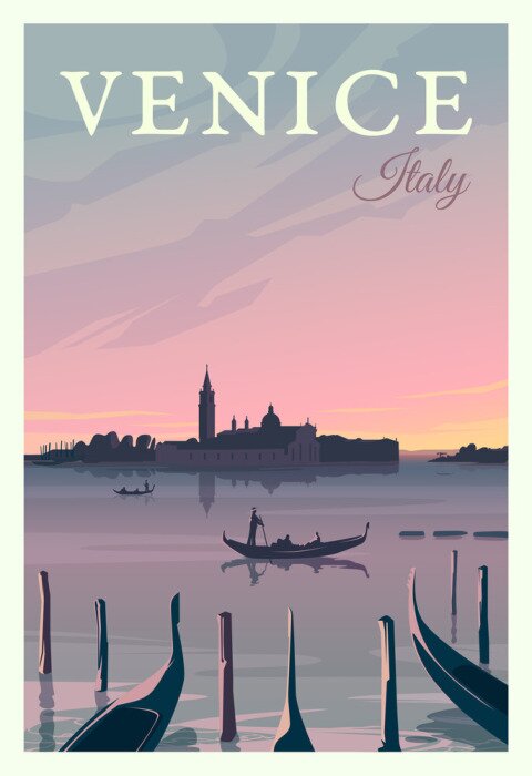 Poster  Illustration vintage de Venise