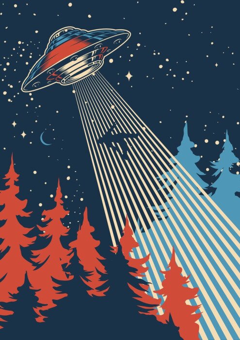 Poster  Illustration XXL avec OVNI