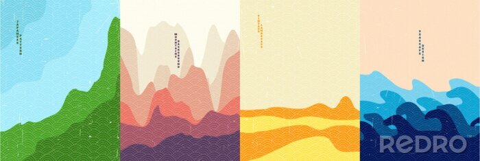 Poster  Illustrations en couleur de différents paysages