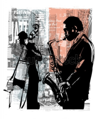 Poster  Image ancienne représentant des musiciens de jazz