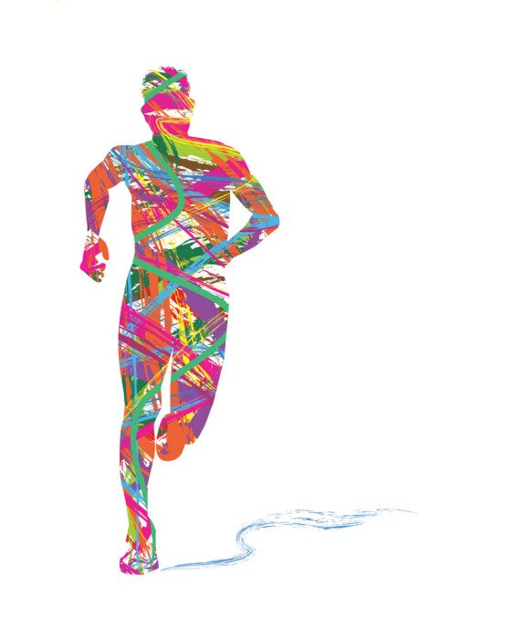 Poster  Image d'un coureur multicolore sur fond blanc