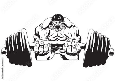Poster  Image d'un culturiste soulevant une barre d'haltères