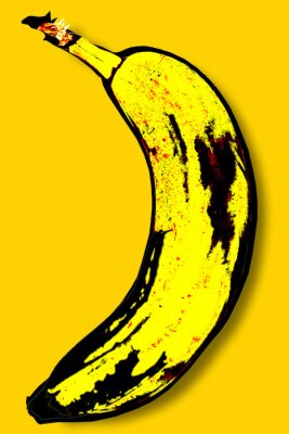 Poster  Image d'une banane sur fond jaune