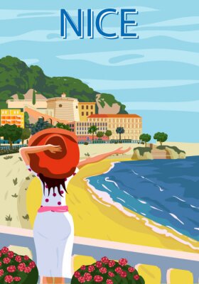 Poster  Image d'une jeune fille sur la Côte d'Azur