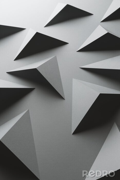 Poster  Image de macro de formes géométriques grises, effet tridimensionnel, fond abstrait