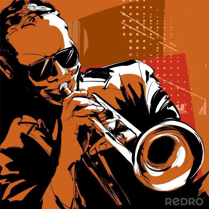 Poster  Image graphique d'un saxophoniste