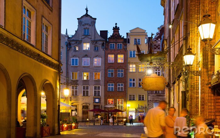 Poster  Image of night light of streets of Gdansk
