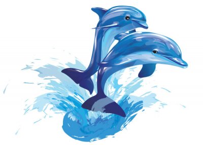 Poster  Image représentant des dauphins qui sautent