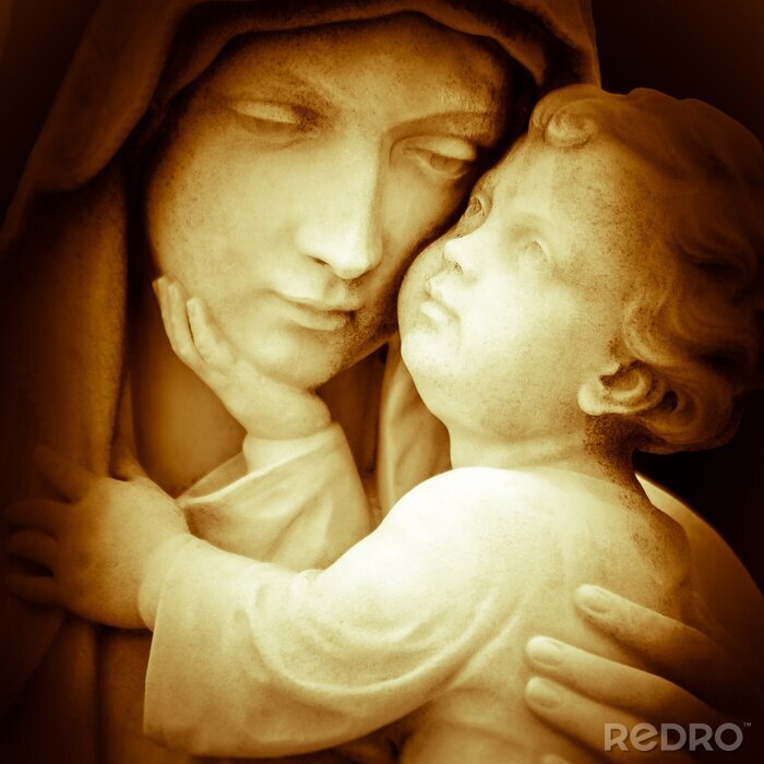Poster  Image vintage de la vierge Marie portant l'enfant Jésus