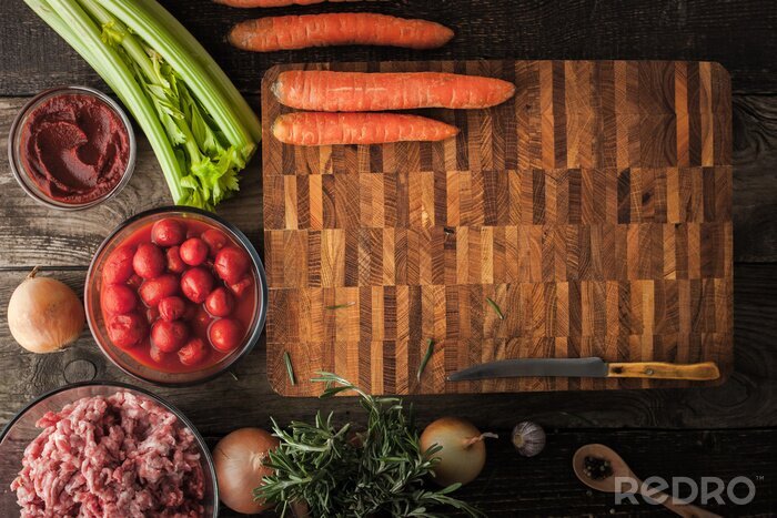 Poster  Ingrédients alimentaires sur la table en bois horizontal