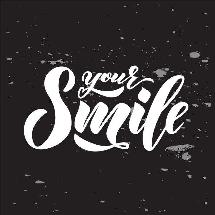 Poster  Inscription blanche sourire sur fond noir